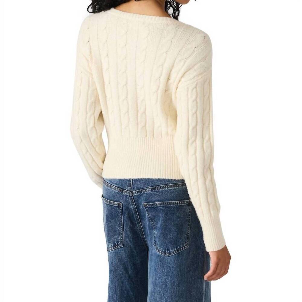NEW STEVE MADDEN saidee cable ribbon cardigan in cream - Picture 4 of 4